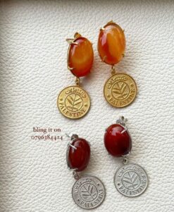 Precious stone Palestine Coin Statement Earrings