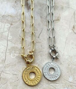 Elegant PaperClip Palestine Coin Necklace made of 925 Sterling Silver – heritage jewelry for men and women, available in silver and gold plated