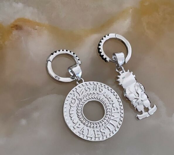 Handala Mix and Match Hoop Earrings made of 925 sterling silver, versatile for hoop alone or with pendants.