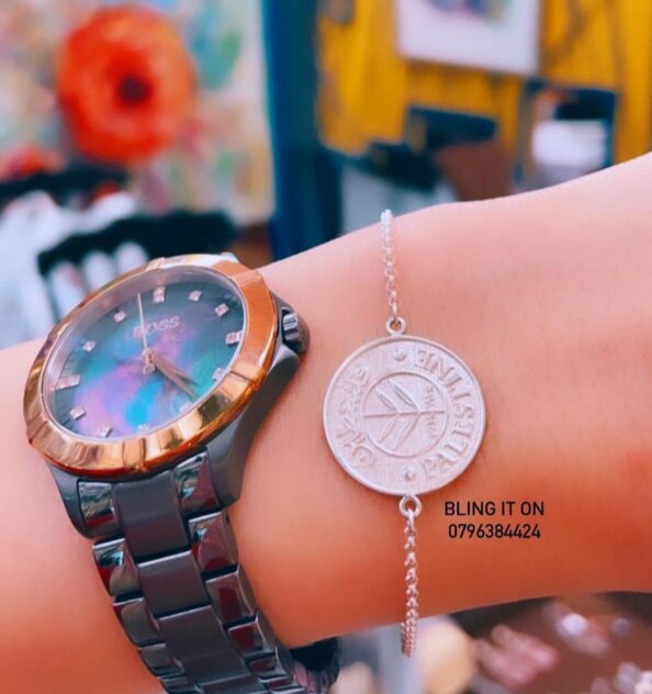 Elegant Palestine Coin Bracelet in 925 Sterling Silver