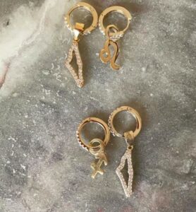 Palestine Map Zodiac Hoop Earrings 3-in-1 in 925 Sterling Silver