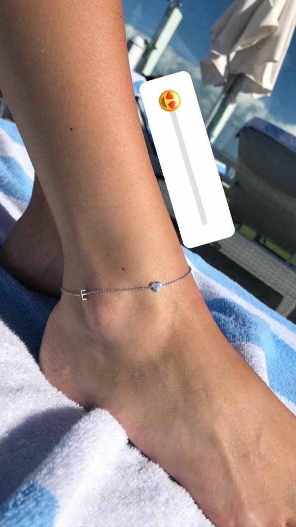 Elegant Personalized Initial Heart Anklet in 925 sterling silver, custom letters with heart charm