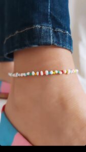 Pearl Multicolor Anklet with colorful pearls, elegant and stylish, perfect for gifting or daily wear, ships worldwide (UAE, USA, KSA)