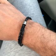 Coin Leather Bracelet for Men in genuine leather with 925 Sterling Silver coin charm – stylish and durable, ships worldwide (UAE, USA, KSA).