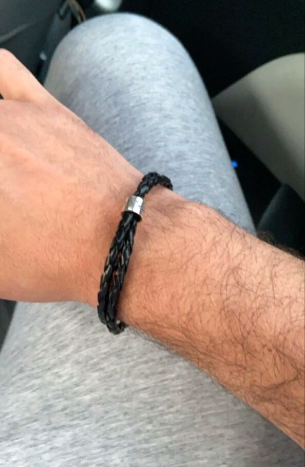 Coin Leather Bracelet for Men in genuine leather with 925 Sterling Silver coin charm – stylish and durable, ships worldwide (UAE, USA, KSA).