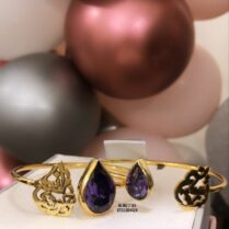 Birthstone Name Bangle in 925 sterling silver with customizable birthstones and engraved name, designed in Jordan.