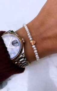 Pearl Dainty Bracelet with 925 sterling silver charm, featuring lustrous pearl and delicate silver design, ships worldwide (UAE, USA, KSA)