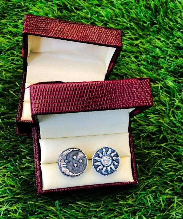 Moon & Star Cufflinks – 925 Sterling Silver on white background