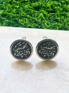 Elite Black Enamel Cufflinks in 925 Sterling Silver with custom Arabic calligraphy engraving