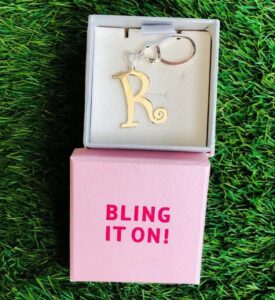 Personalized Jumbo Letter Keychain in Disney Font, 925 Sterling Silver