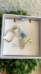 Personalized Car Type Keychain with nickname, car type, and birthstone – unique gift, ships worldwide (UAE, USA, KSA).