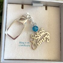 Personalized Car Type Keychain with nickname, car type, and birthstone – unique gift, ships worldwide (UAE, USA, KSA).