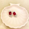 Blushing Ruby Earrings in 925 sterling silver with semi-precious ruby stones, shipped worldwide including UAE, Saudi Arabia, USA & UK.