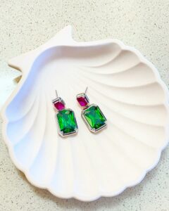 Blingiton Square Earrings in 925 sterling silver with colorful semi-precious stones