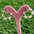 Circle Sapphire Earrings in 925 sterling silver with gold plating and semi-precious sapphire stones, shipped worldwide including UAE, Saudi Arabia, USA & UK.