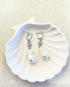 Baroque Pearl Earrings in 925 Sterling Silver with Semi-Precious Stones – Handmade Jewelry from Jordan