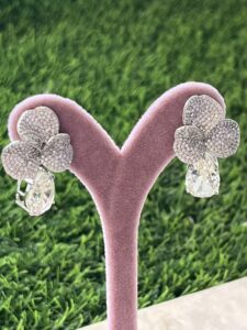 Floral Bling Earrings in 925 sterling silver with semi-precious stones, designed in Jordan to sparkle beautifully.