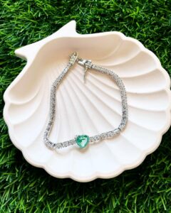 Green Heart Tennis Bracelet