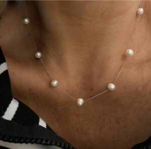 Elegant Pearl Dainty Necklace made of 925 sterling silver, perfect for layering