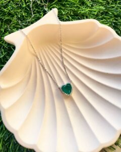 Emerald Frame Heart Necklace