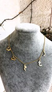 Personalized Dangling Letters Necklace in 925 Silver with adjustable 40 cm + 5 cm chain, perfect for layering with daily necklaces stack