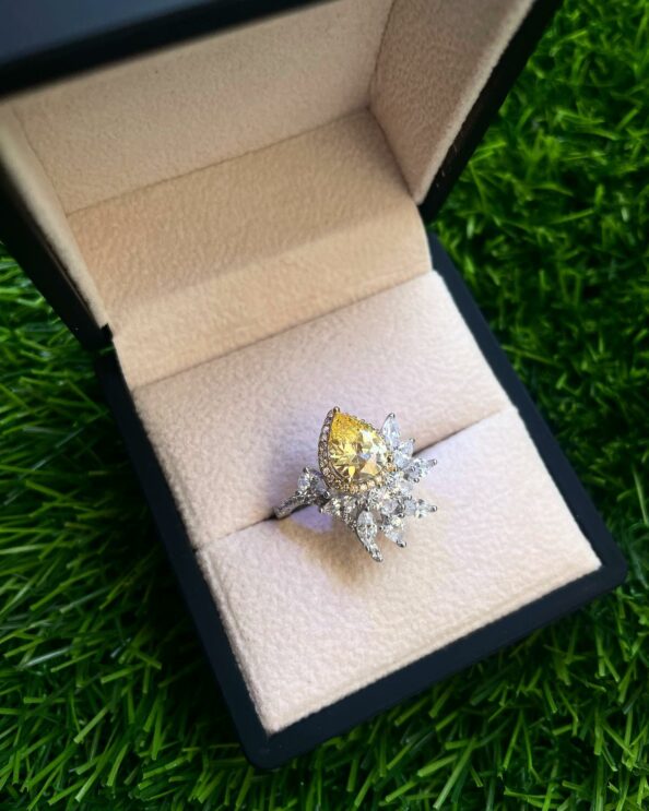 Luxury yellow topaz ring with sterling silver finish, crafted in Jordan