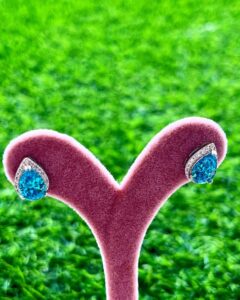 Teardrop Framed Stud Topaz Earrings