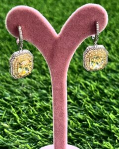 Yellow Topaz Square Earrings