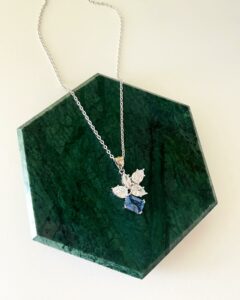 Blue Dainty Necklace in 925 sterling silver, 40 cm + 5 cm extension, shipped worldwide including UAE, Saudi Arabia, USA & UK.