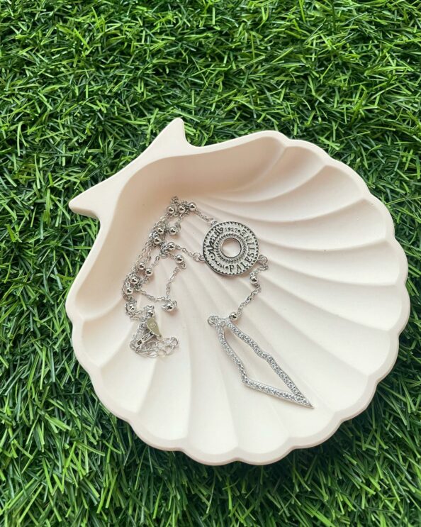 Blingiton! Coin Beaded Long Rosary – 925 Sterling Silver Bracelet