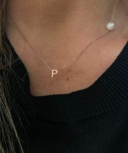 Elegant Letter Pearl Necklace made of 925 sterling silver, personalized with your initial and pearl