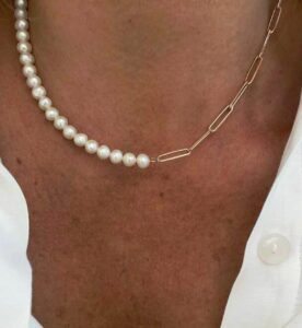 PaperClip Pearl Necklace