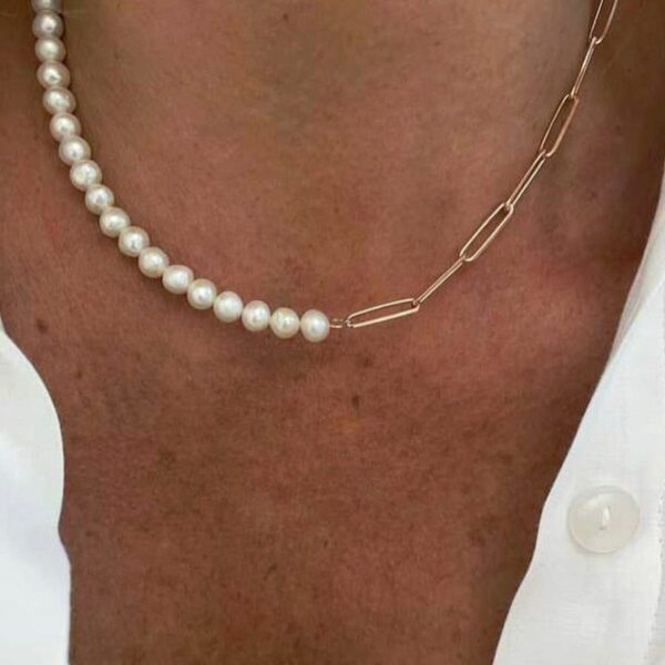 PaperClip Pearl Necklace