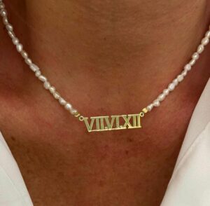 Roman Numerals Pearl Necklace