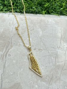 On This Earth Palestine Necklace in 925 sterling silver, available in USA, KSA, UAE, Canada, and Gulf area