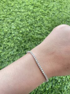 Tennis Bracelet Love in 925 Sterling Silver – sparkling silver bracelet for women, elegant gift, ships worldwide (UAE, USA, KSA).