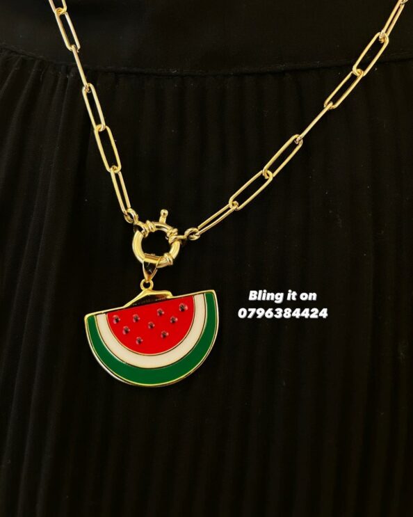 Charming Bateekha (Watermelon) Necklace in 925 sterling silver, shipped worldwide