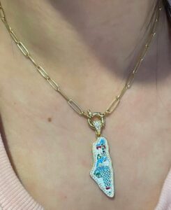 Enamel Palestine Map Necklace handcrafted in 925 sterling silver, elegant Palestine jewelry available in silver and 18K gold plating