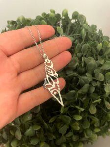 Elegant Palestine Calligraphy Necklace in 925 sterling silver, available in USA, KSA, UAE, Canada, and Gulf countries