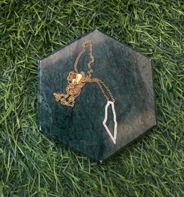 Radiant Palestine Map Zircon Necklace in 925 Sterling Silver