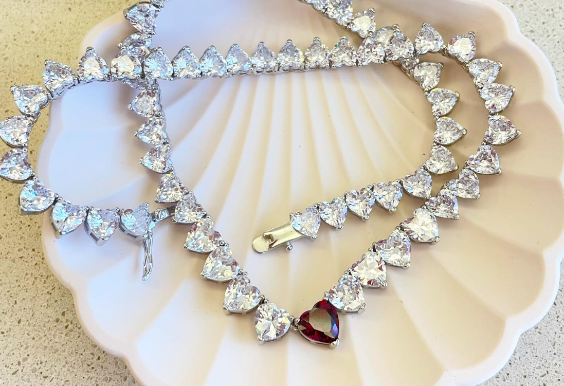 Heart Tennis Necklace: Romantic Sparkles for Women