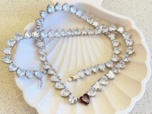 Red Heart Tennis Necklace: Bold Love in Every Spark