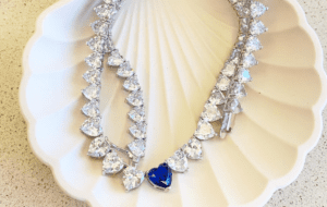 Navy Heart Tennis Necklace: Deep Blue Crystal Perfection